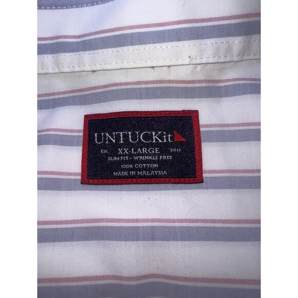 UNTUCKit Shirt Men’s Size XXL Striped Button Up Beringer Wrinkle Free Slim Fit - Picture 7 of 16